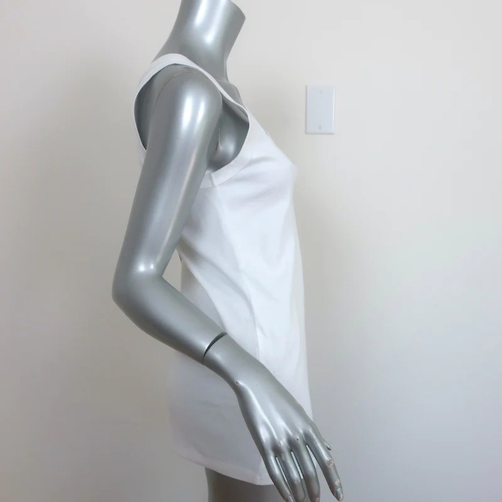 Prada Triangle Logo Tank Top White Cotton Jersey Size 40 New - Picture 4 of 8